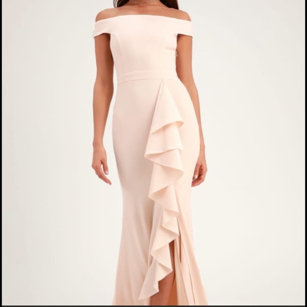 COPY - 💐Lulus cream off shoulder maxi with ruffle💐